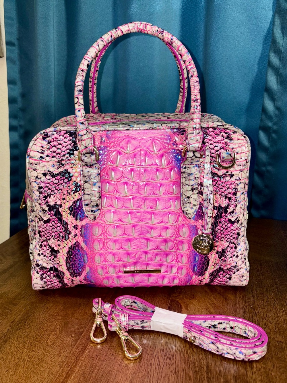 Brahmin EUC (Lk New) Marissa - Pink Cobra Ombré - Neon Pink